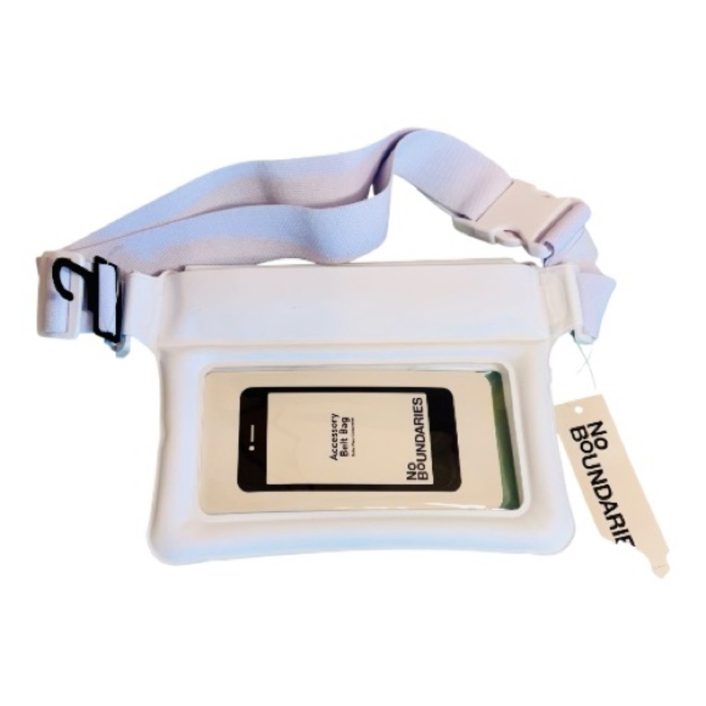 No Boundaries White waist belt bag purse water resistant cellphone holder